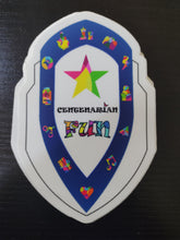 Load image into Gallery viewer, #CentenarianFun Shield 4 inch Sticker
