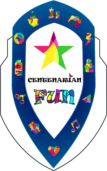 #CentenarianFun Shield 4 inch Sticker