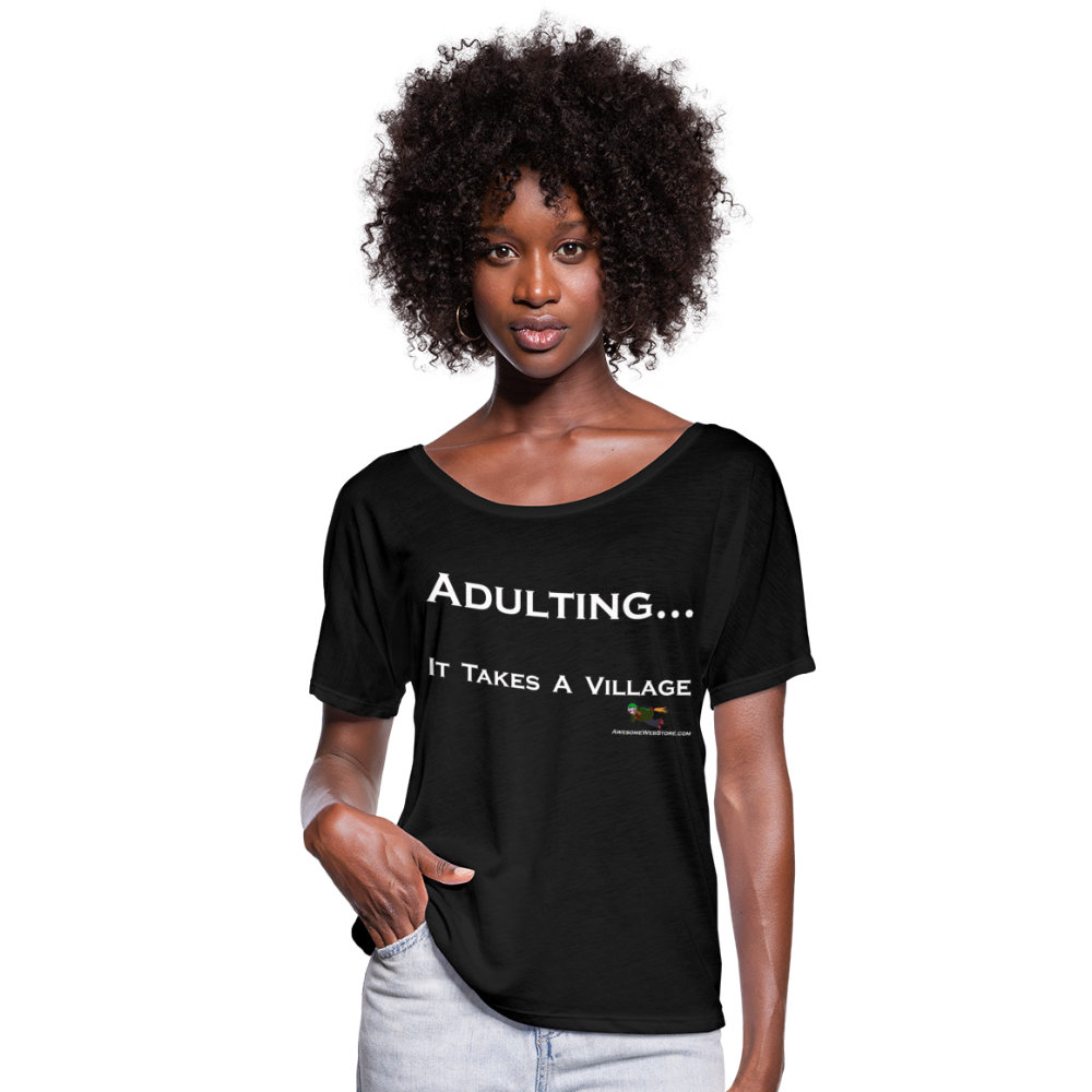 Adulting... Flowy T-Shirt - black